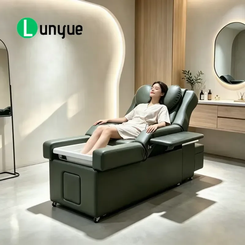 Luxury Modern Hair Shampoo Bed with LED Ambient Light and Steam Function for Spa Beauty Center Furniture