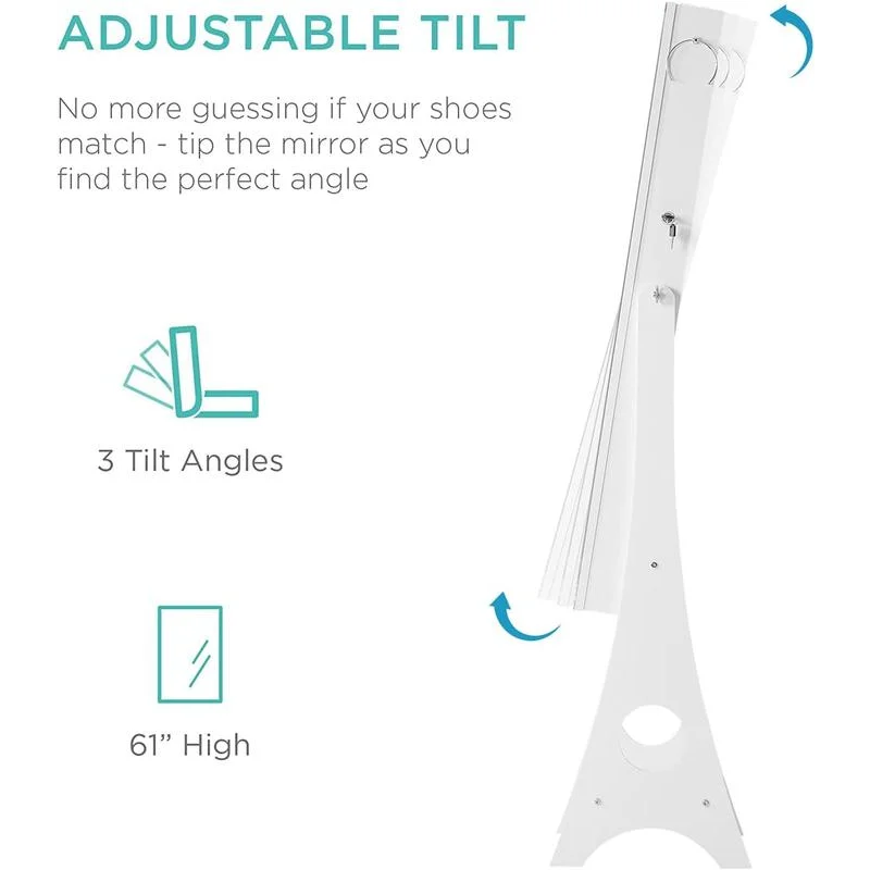 6 Led Jewelry Cabinet Mirror Standing, Jewelry Organizer Touch LED Control & 4 Adjustable Angle,Full Length Mirror Jewelry