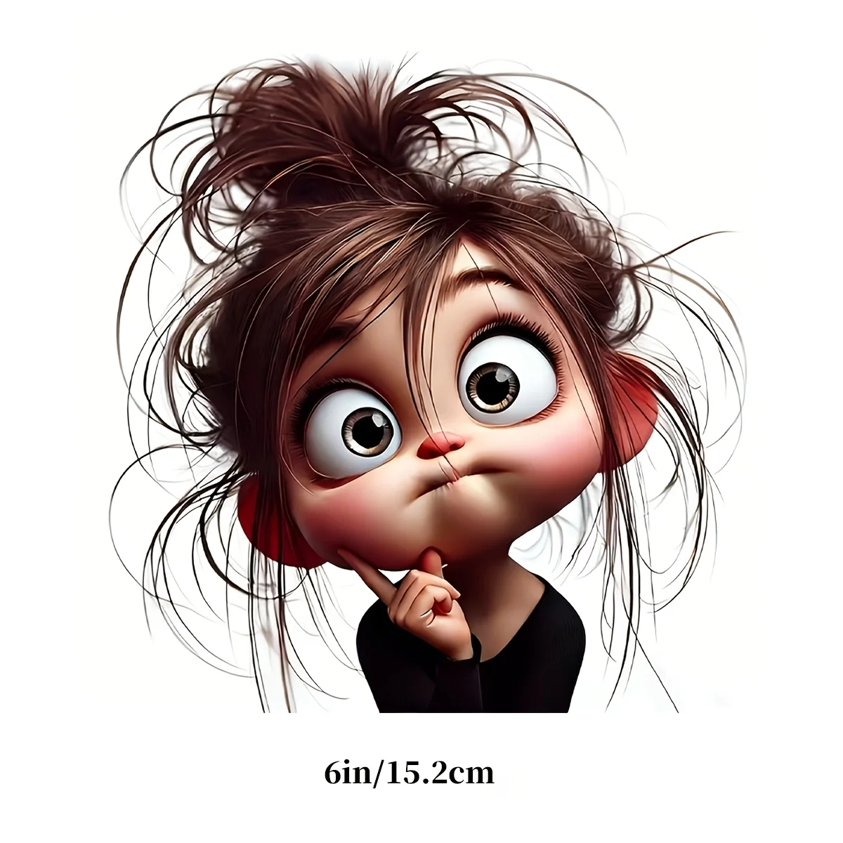 Lovely Curious Thinking Girl Vinyl Sticker, Character Print Decor Decal for Laptop Water Bottle Car Motorcycle Helmet Luggage
