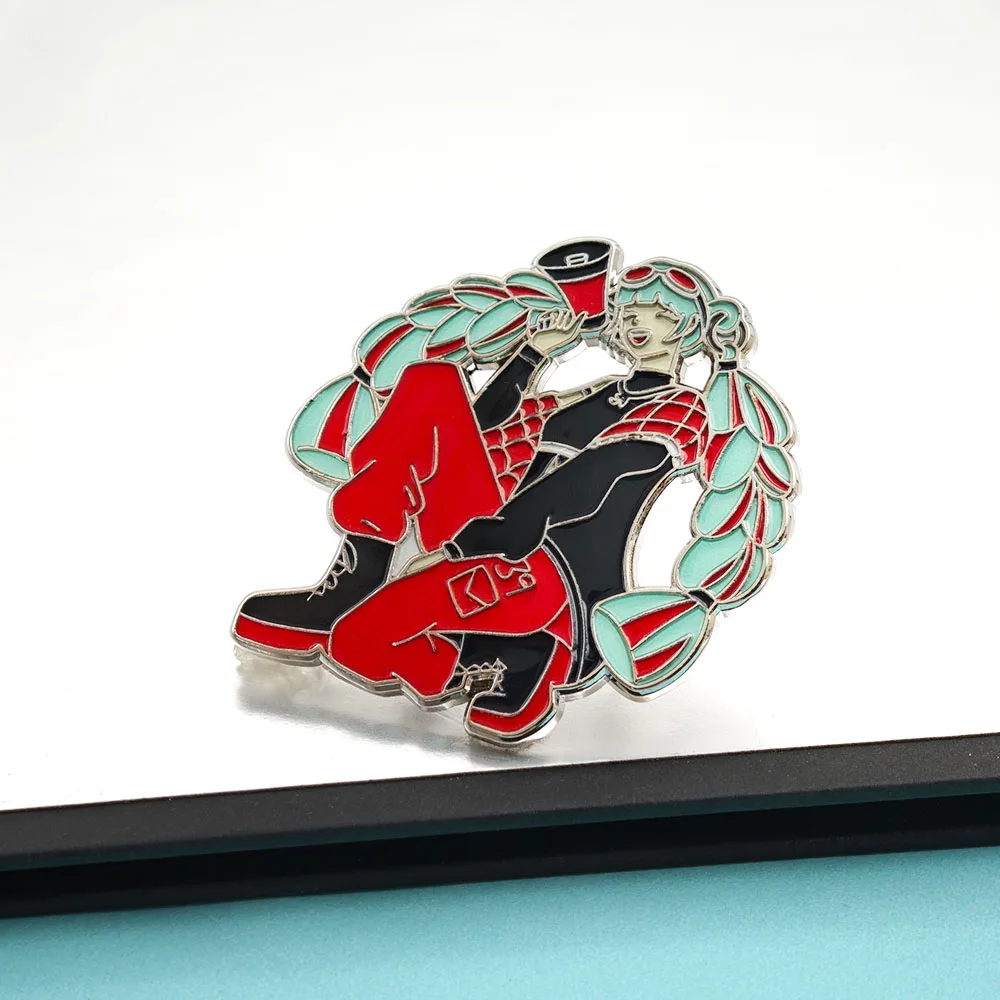 Anime Girl Twintails Enamel Pin Cute Cartoon Character Lapel Brooch Badge for Backpack Clothing Fashion Decor Jewelry Gift