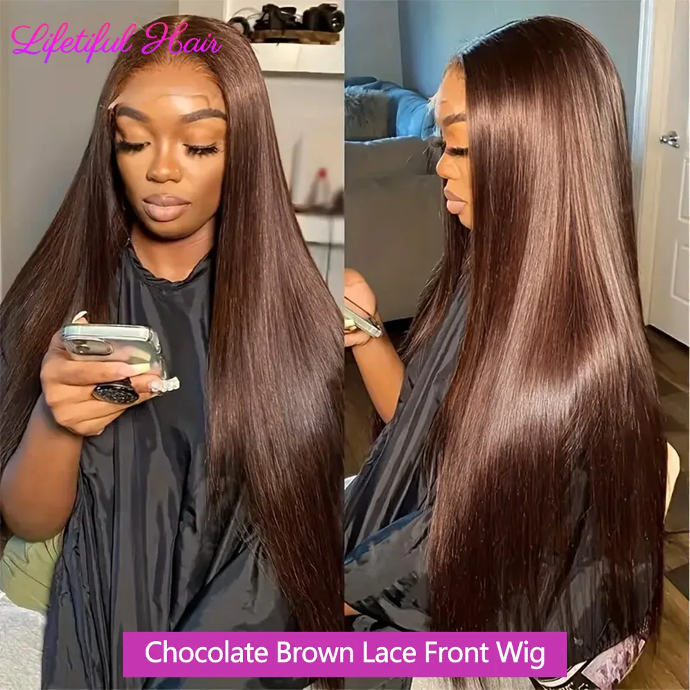 30 Inch Chocolate Brown Lace Front Wigs Human Hair 200 Density 13x6 HD Lace Frontal Wig Precut Colored Human Hair Wigs For Women