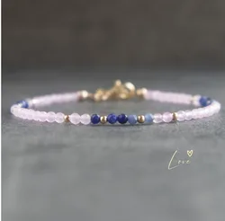Self Love Bracelet with Rose Quartz & Sodalite, Self Gift, Dainty Crystal Bracelets