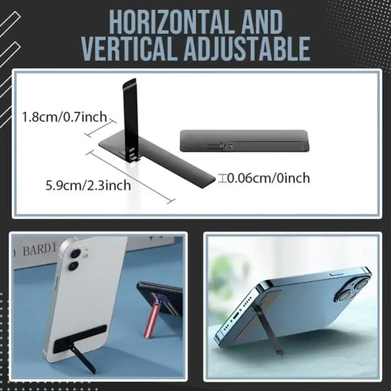 Ultra-Thin Mini Metal Folding Phone Holder Alloy Invisible Back Stick Phone Desktop Holder Portable Mobile Support Phone