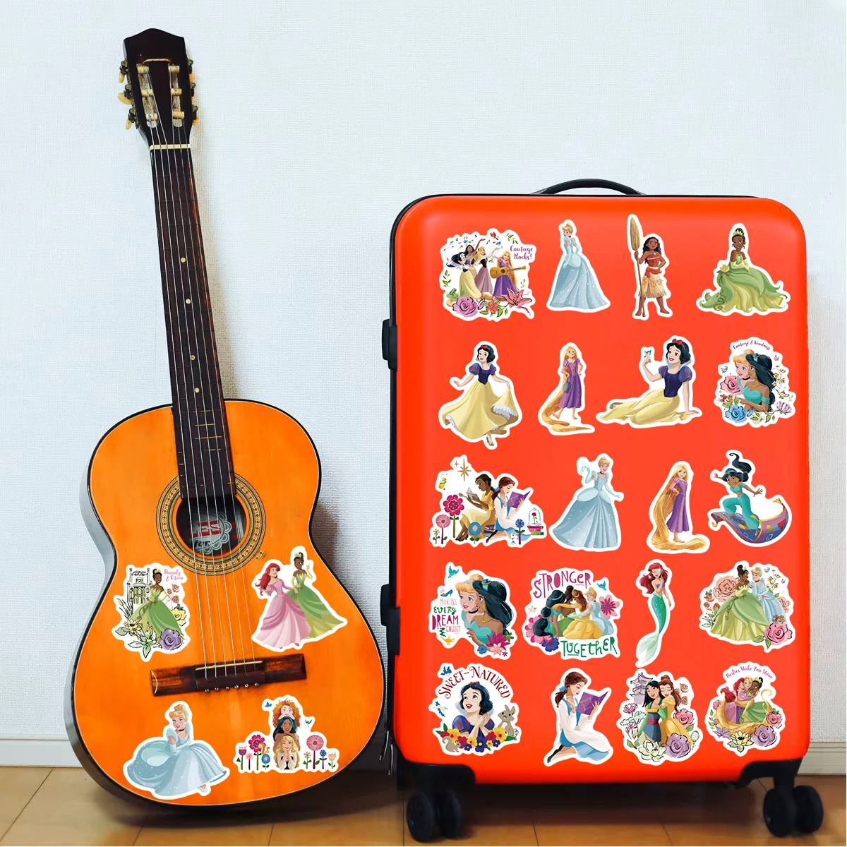 50 قطعة ملصق أميرات ديزني جرافيتي حقيبة الأمتعة سكرابوكينغ دراجة سكيت كمبيوتر محمول سيارة ملصقات بار مقاومة للماء