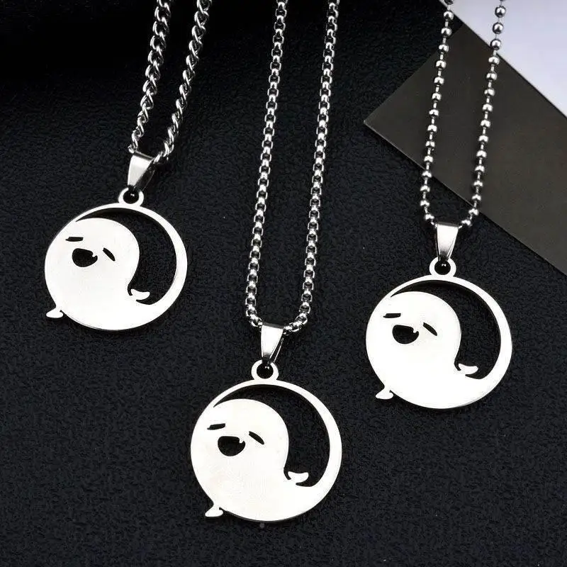 

Anime Genshin Impact Hu Tao Cosplay Titanium steel pendant does not fade Little ghost necklace Accessorie jewelry Britbday gift