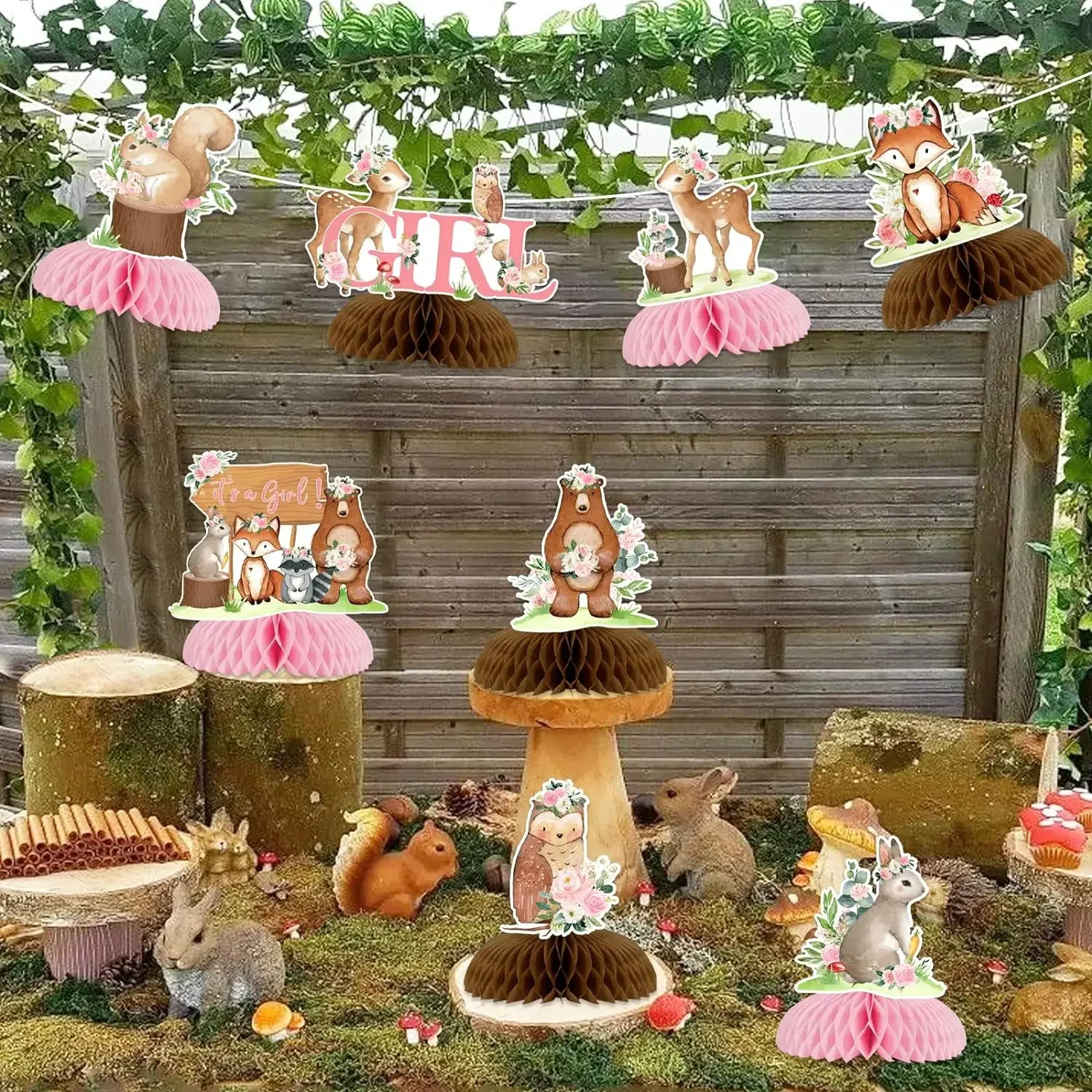 Woodland Animals Party Supplies, Honeycomb Centerpieces, Table Decor, Forest Animal Theme, Baby Shower