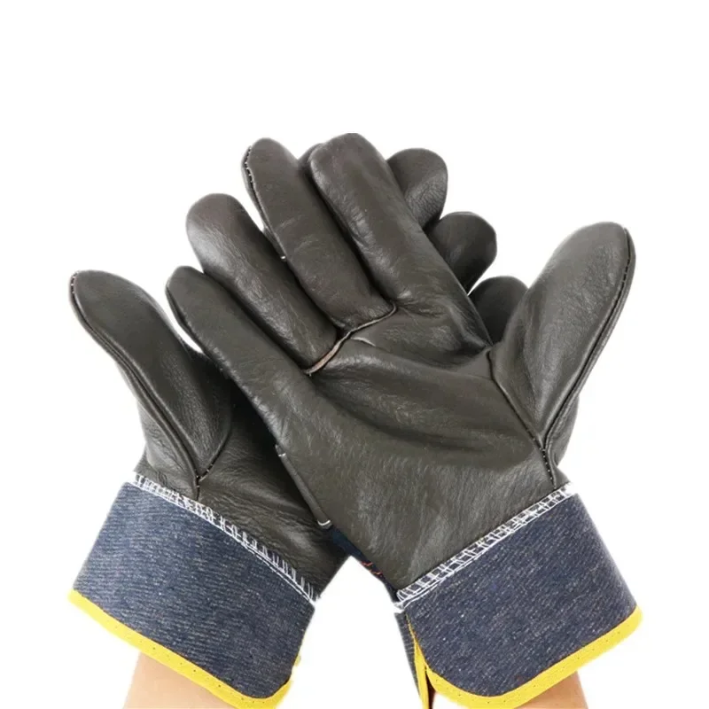 Work Gloves Cowhide Leather Workers Work Welding Safety Protection Garden Sports Motorcycle Driver Wear-resistant Gloves