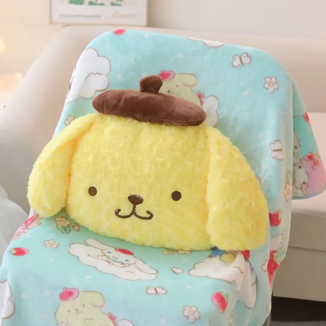 Japanese Style Headrest Seat Belt Cover For Car Pom Pom Purin Plush Toy Cute Stuffed Anime Dog Pillow Back Cushion Hug Plushies