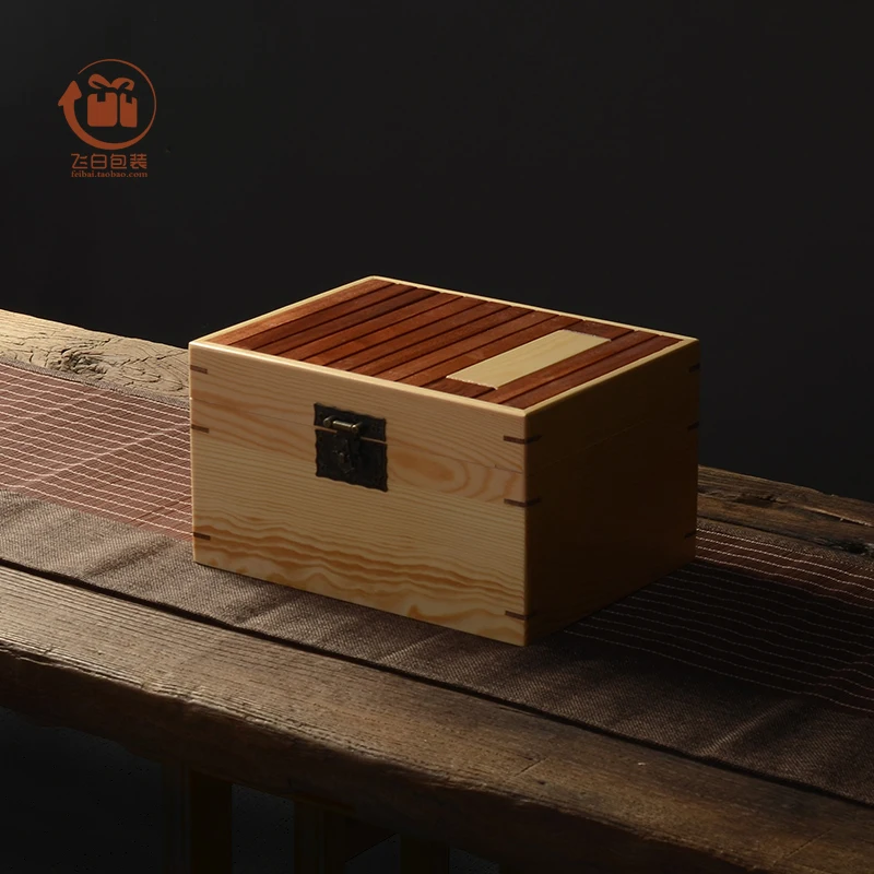 Sapele Top Pinewood Box, Boutique Solid Wood, Desktop Storage, Jewelry Tea Set Packaging, Soft Bag, Gift Box, 24*18