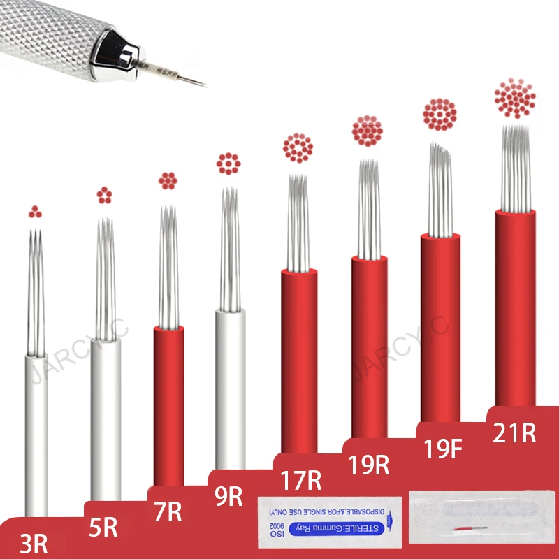 

50 шт., иглы для перманентного макияжа бровей, 3/5/7/9/17/19/21R