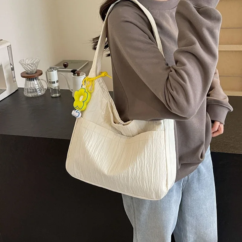 Mode Dames Schoudertassen 2024 Jeugd Nylon Tas Rits Handtassen Vrije Tijd Vakantie Stijl Stof Casual Bolsas Para Mujeres