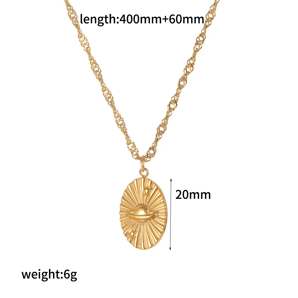 TD Retro Classic 316L Edelstahl Stern-Mond-Anhänger Halskette Unisex Modeschmuck Geschenk-Accessoire – Detail 6