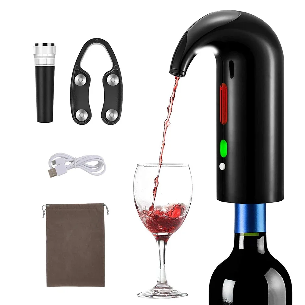 

LMETJMA Electric Aerator Pourer and Wine Dispenser Pump One Touch Decanter USB Rechargeable Spout Pour KC0475