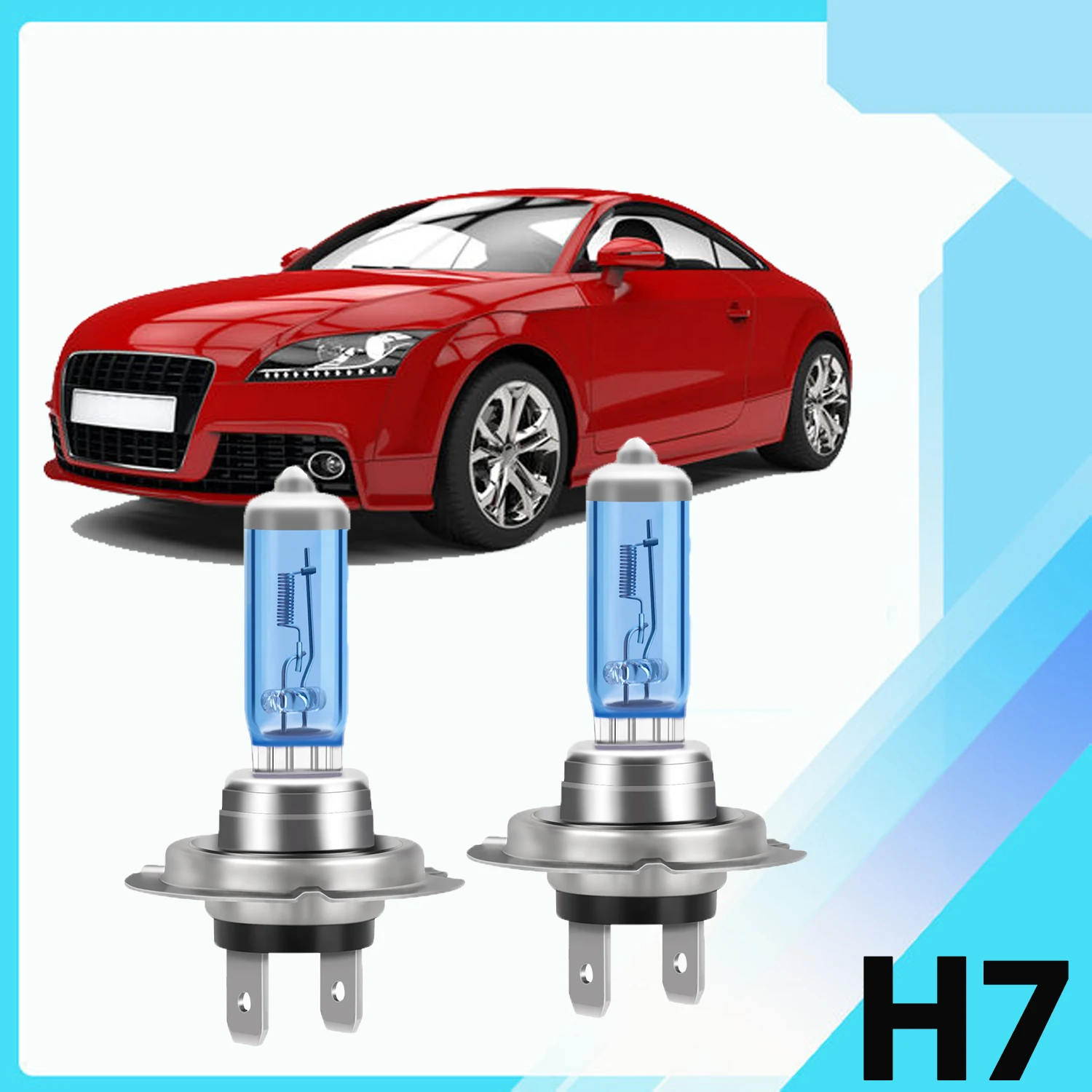

2x H7 Xenon White Super Halogen Headlight Bulbs 100W 6000K LED Headlamp 1:1 installation Car Bulb
