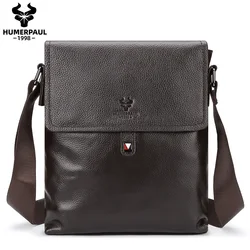 HUMERPAUL Men's Genuine Leather Crossbody Shoulder Bags Business Male Messenger Bags for Work High Quality Travel Sling Bag