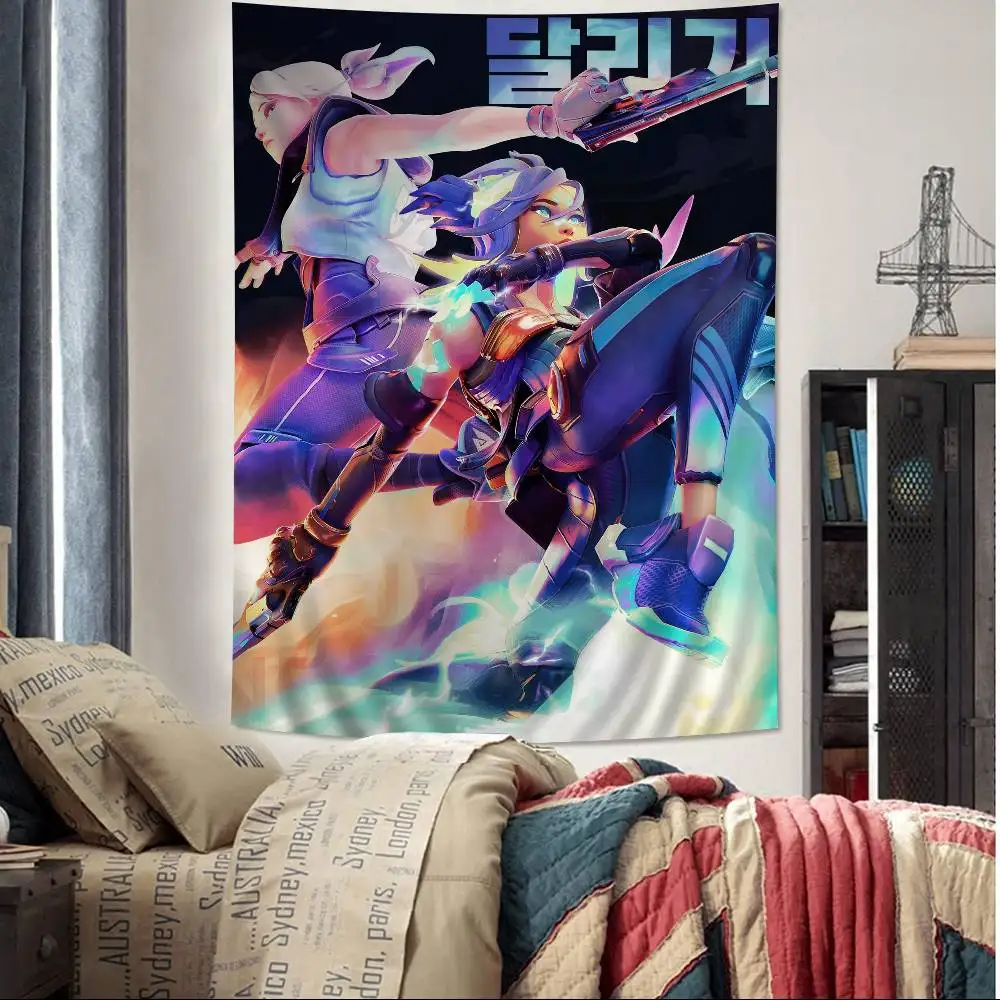 Hot Game Valorant DIY Wall Tapestry Hanging Tarot Hippie Wall Rugs Dorm Home Decor
