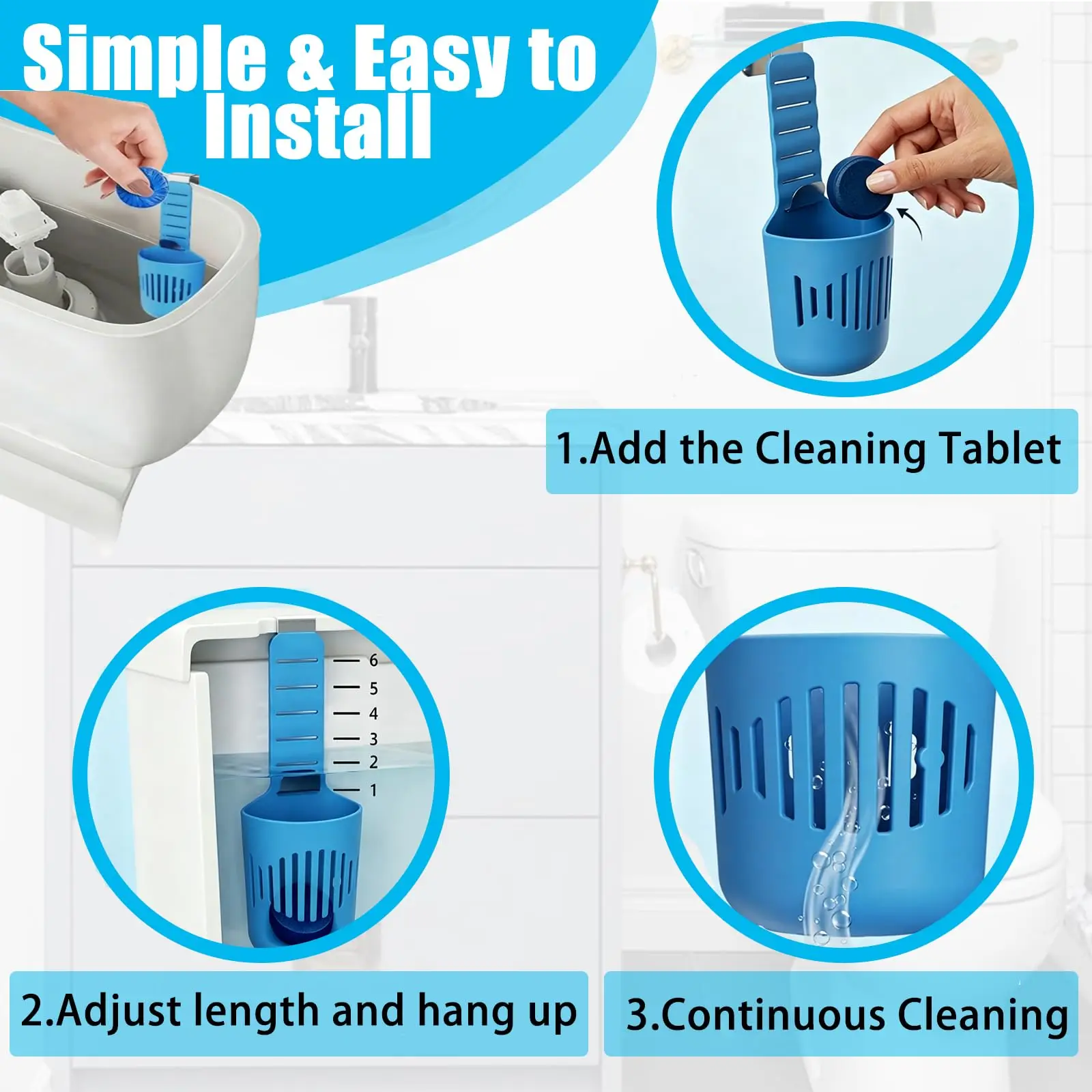 Silikon-Toilettentank-Tabletenhalter, vielseitiger Toilettenbecken-Hängereiniger und -Deodorant, Toilettenbecken-Reiniger-Pufferbox – Detail 5