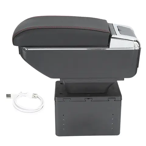 범용 자동차 센터 콘솔 팔걸이 상자 컨테이너, USB 인터페이스 조정 가능