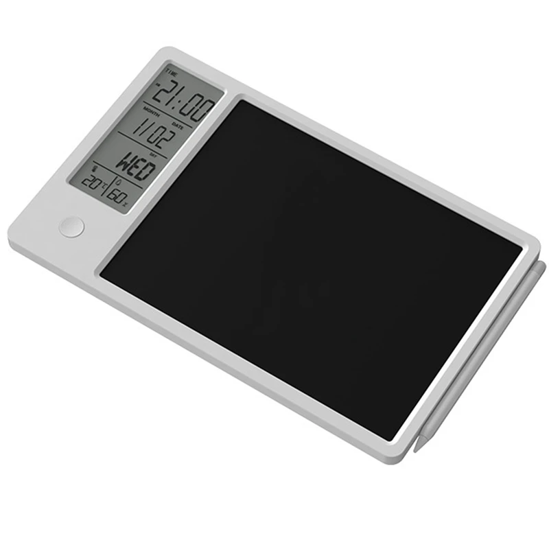 Clock Calendar LCD Writing Tablet Electronic Digital Graphic Drawing Weather Pad Temperature Humidity Display