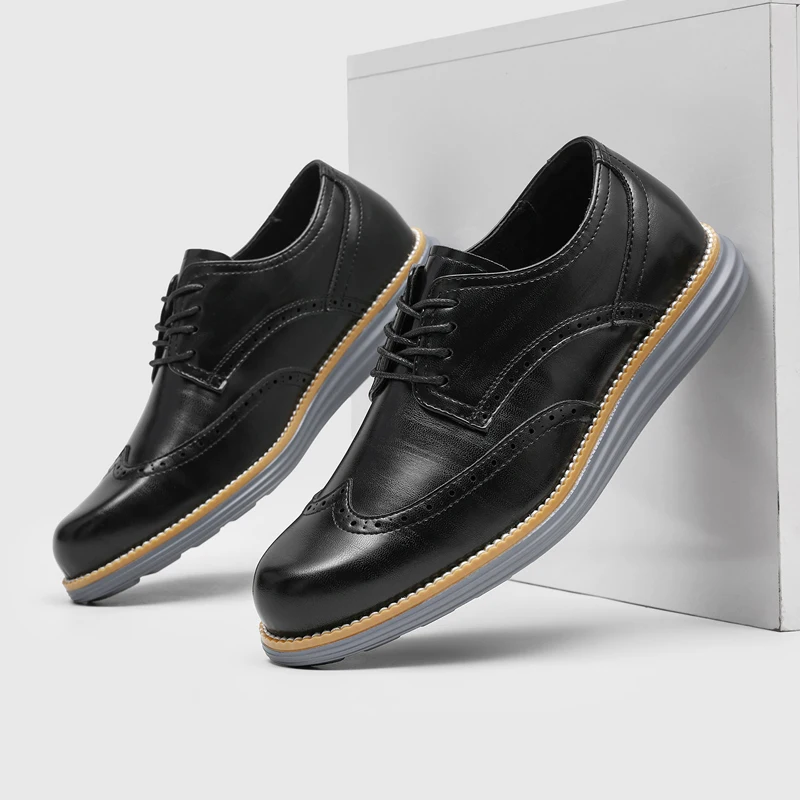Luxury Brand Male Oxford Business Shoes Designer Formal Work Flats Men's Formal Shoes Italian Brown Leather Wedding Shoes Party