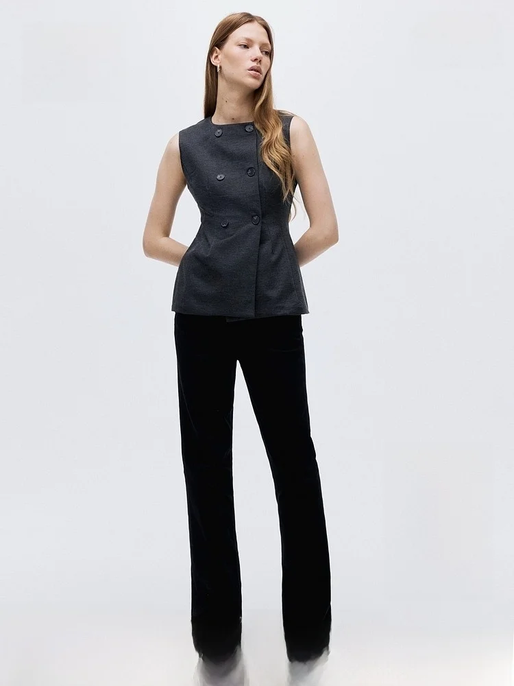

Spring Women's Double-Breasted Vest H&M 308885 Regular Length Polyester Viscose Spandex Blend Faion Ladies' Jaet