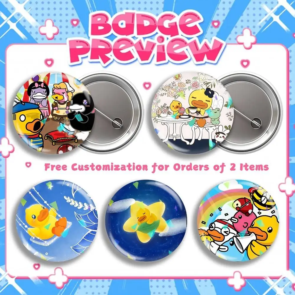 Cartoon B-Duck Lovely Buffy Round Badge Pins Creative Pins Bag Decor Accessories Fan Collection Gifts for Friends