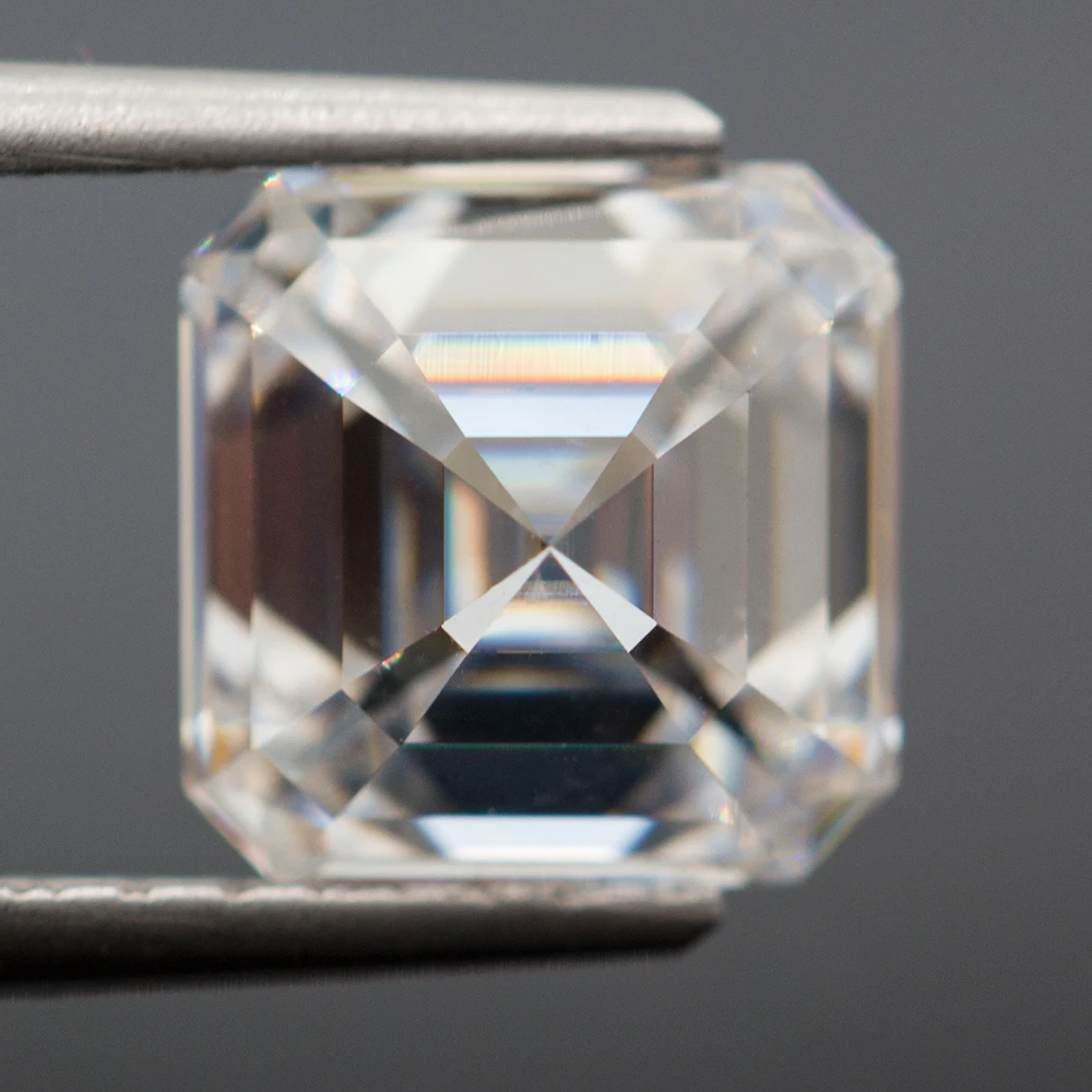 Real Moissanite Pedra, Diamantes Laboratório Asscher, Corte D Cor, VVS1 Passe Tester Diamante, Certificado GRA, Código em Pedra