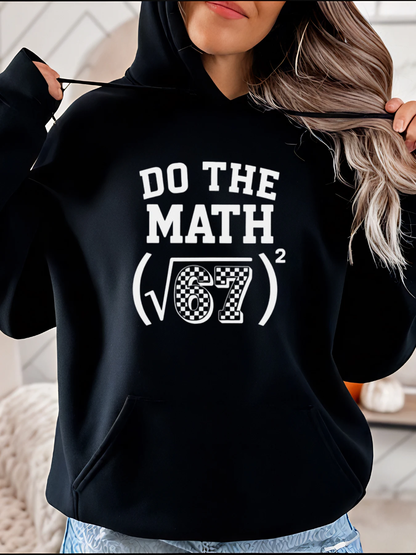 

Толстовка с принтом математического уравнения, повседневный стиль, дизайн в шахматном порядке, женская уличная одежда, повседневная одежда