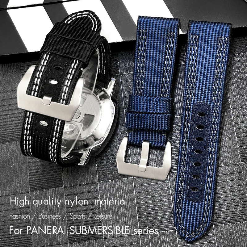 New Nylon Watchband for Panerai PAM00985 SUBMERSIBLE LUMINOR 24mm 26mm Fabric Canvas Black Blue Green High Quality Watch Strap