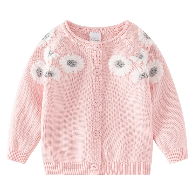 Girls Knit Cardigan Spring Autumn Newborn Infant Baby Girls Kids Flower Knit Embroidery Overcoat Fashion Baby Clothing Sweaters