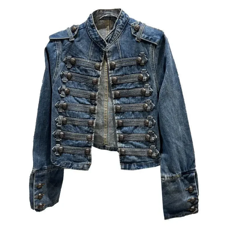 

Spring Autumn Women's Denim Jacket Short 2024 New Fashion Loose Leisure Bomber Jacket Button Pure Colour Blue Overcoat Female