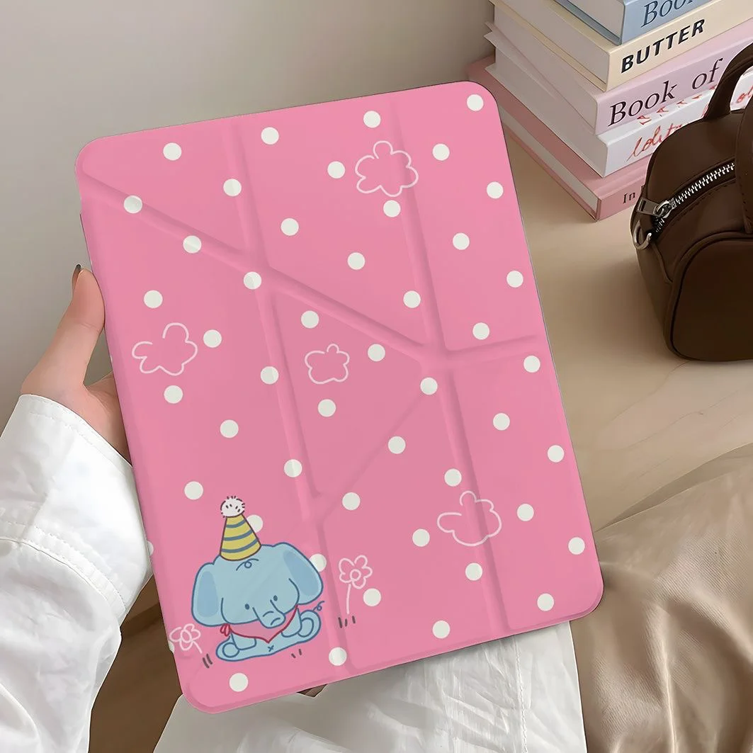 

Polka Dots Elephant New Tablet Case For iPad Pro 11 12.9in 13 M4 M5 Case 9.7 10.2 5/6th 7/8/9 10 11th Mini 6 7 Air 3 4 5 6 Cover
