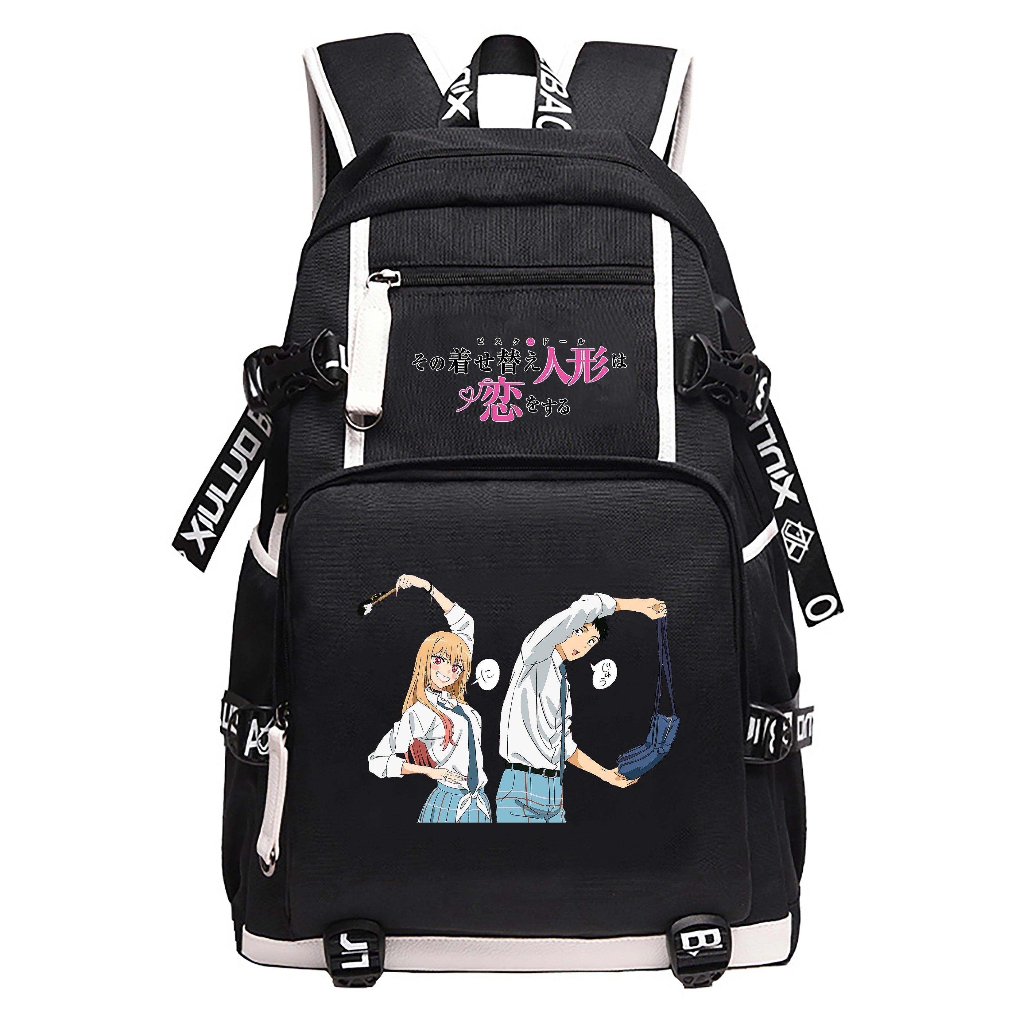 My Dress-Up Darling Anime School Backpack Cartoon Bookbag Oxford Travel Laptop Backpack USB Charging Shoulder Bag for Women