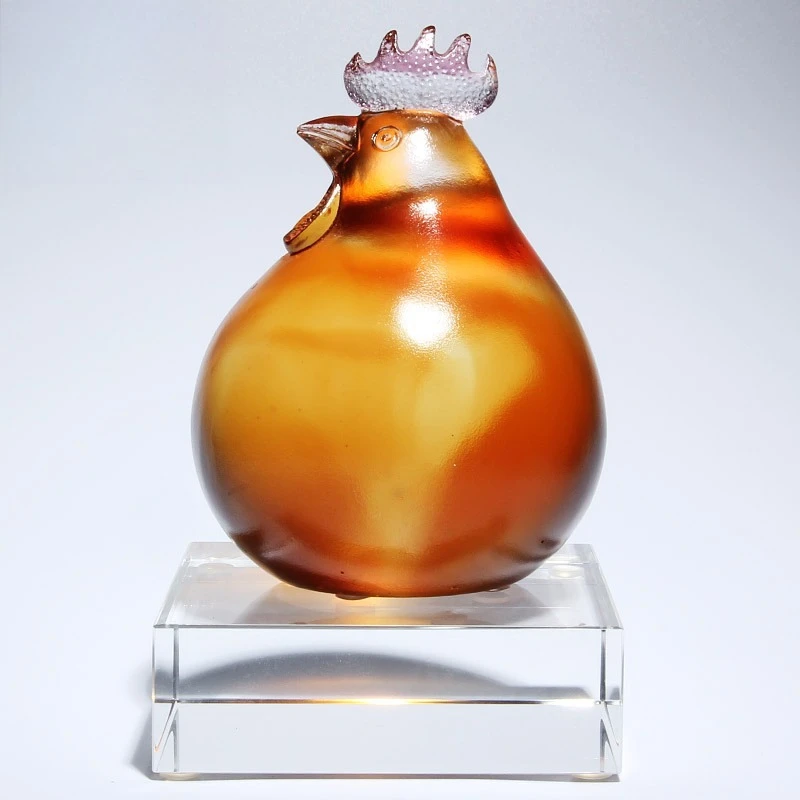 

Practical and creative glazed chicken ornament study paperweight desk decoration modern light luxury