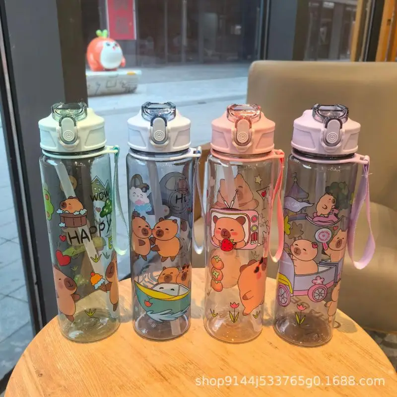 

Anime 800Ml Water Sippy Cup Creative Cup with Straws Leakproof Water Bottle Outdoor Portable Children Plastic Water Cup Gifts