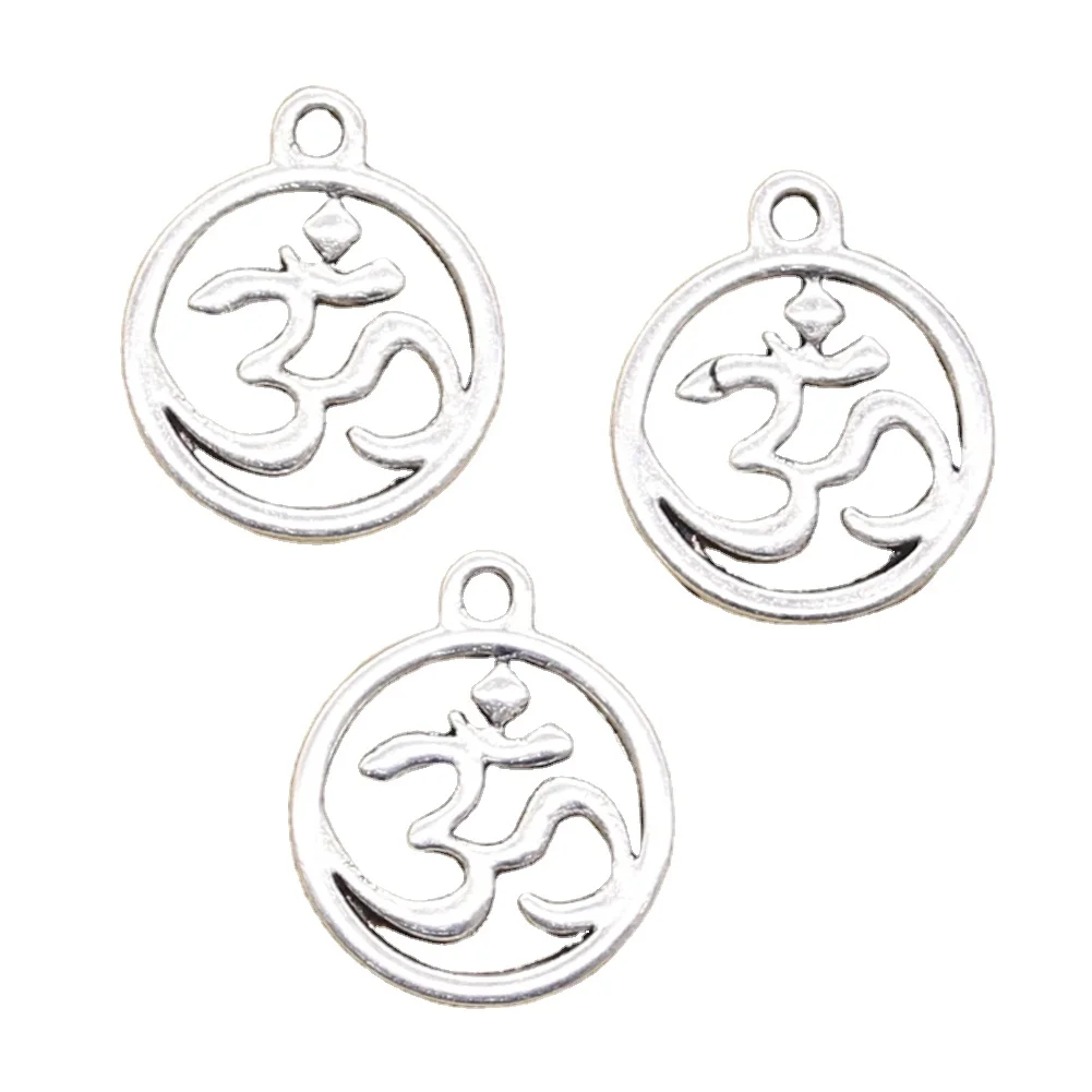 10pcs Charms Circle Yoga Om 18x20mm Antique Silver Color Pendants Making DIY Handmade Tibetan Finding Jewelry