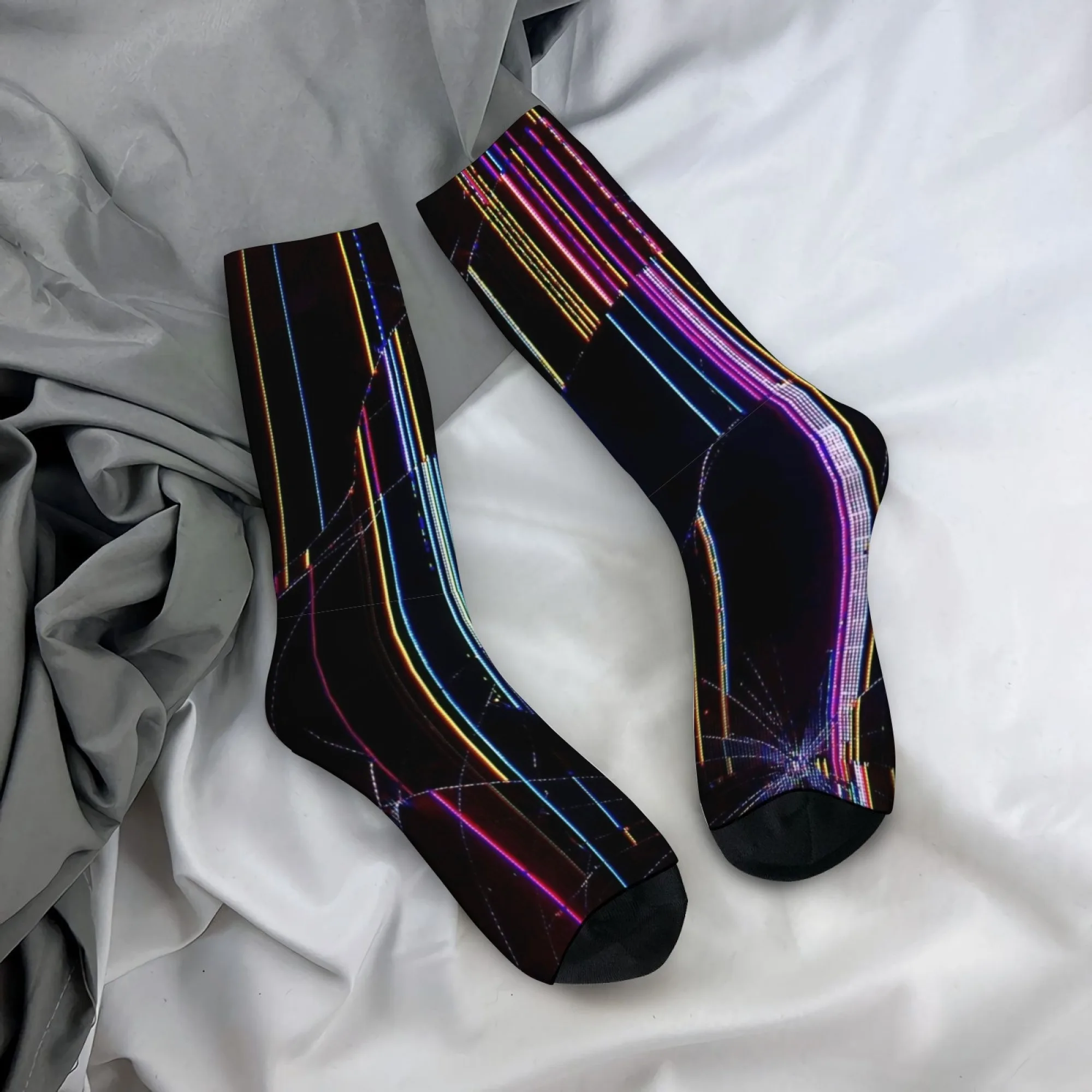 Glitch Art Socks Soft Comfortable Skin-friendly Men's Socks Outdoor Sports Fitness Hip-hop Style Harajuku Compression Socks