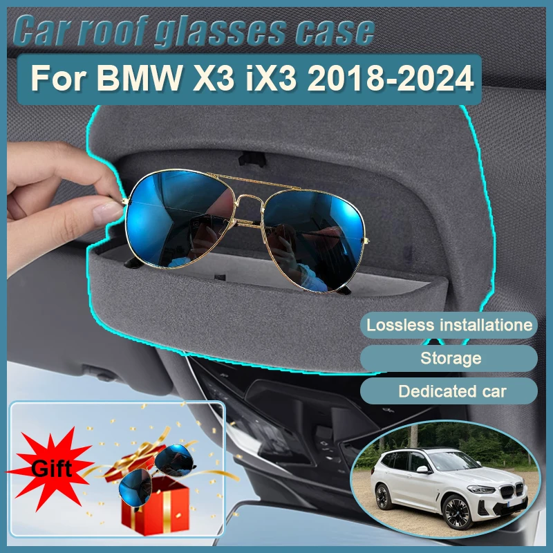

Car Glasses Box For BMW X3 iX3 2018 2019 2020 20214 2022 2023 2024 M Sport Glasses Case Sunglasses Holder Protective Storage Box