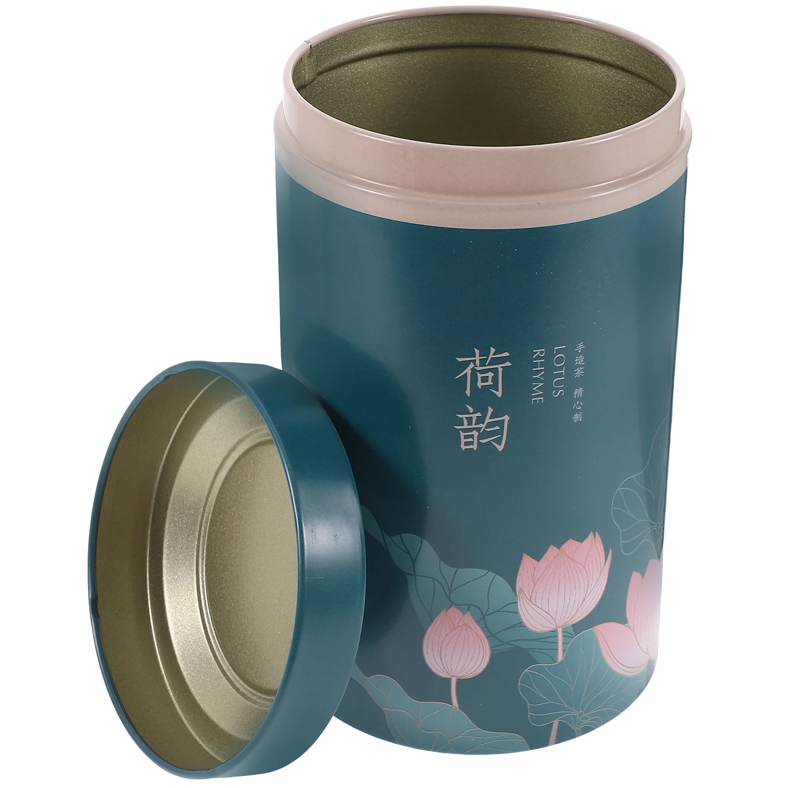 

Tea Airtight Can Container Storage Jar Portable with Lid Tinplate Leaf Canister