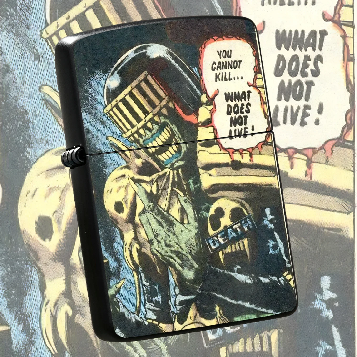 Vintage Comic Dark Villain Themed Lighter, Fun Skeleton Creative Art Print Accessory, Portable Daily Carry Ignition Tool, Cool Retro Aesthetic Collectible, Multi-Scene Practical Gift For Comic Fans, Unique Stylish Small Item For Daily Use I