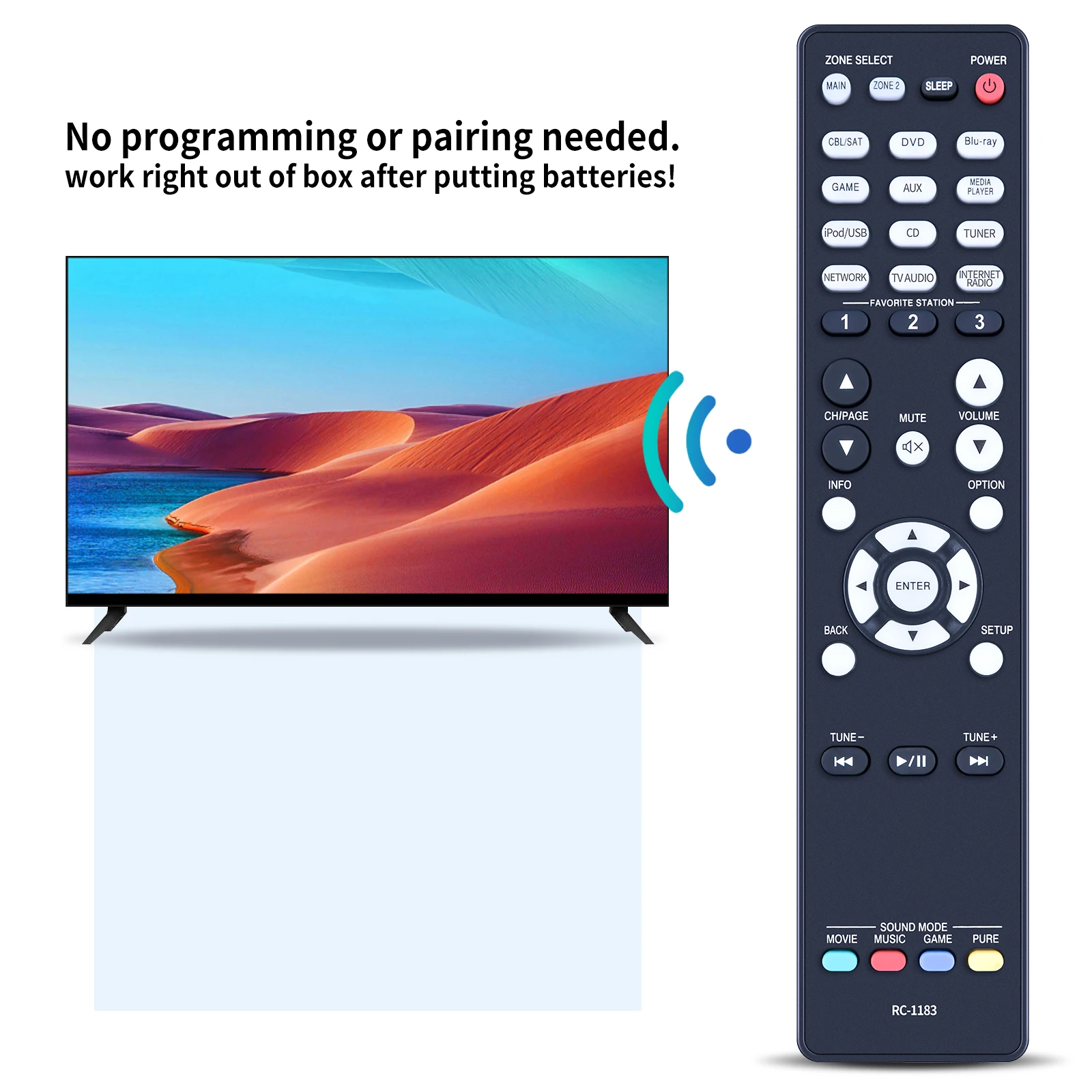 New RC-1183 Replace Remote Control for Denon AV Receiver AVR-X2000 AVRX2000