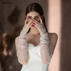 JaneVini 2024 Elegant Ivory Bridal Gloves Fingerless 55cm Long Lace Hollow Tulle Gloves Women's Wedding Dress Party Accessories