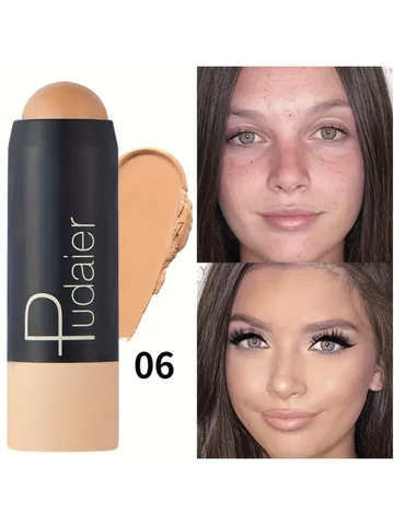 2-in-1 Foundation & Concealer Stick, Waterproof Long Wear, Full Cover, Hide Blemishes, Smooth Base Makeup