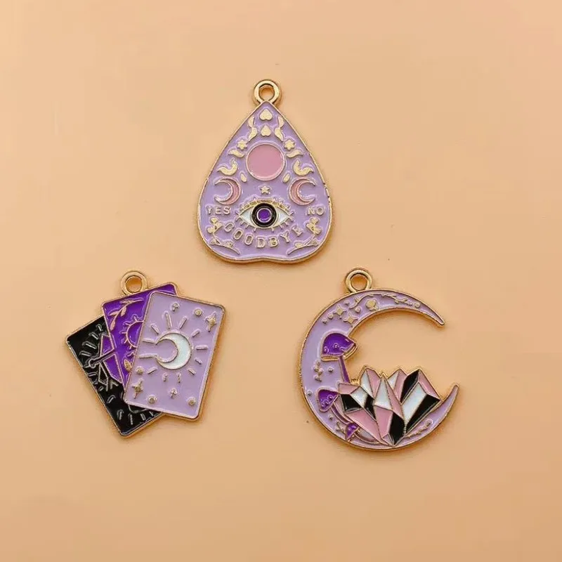 10pcs Sun Moon Star Tarot Charm for Jewelry Making Enamel Necklace Earring Pendant Diy Accessories Alloy Metal