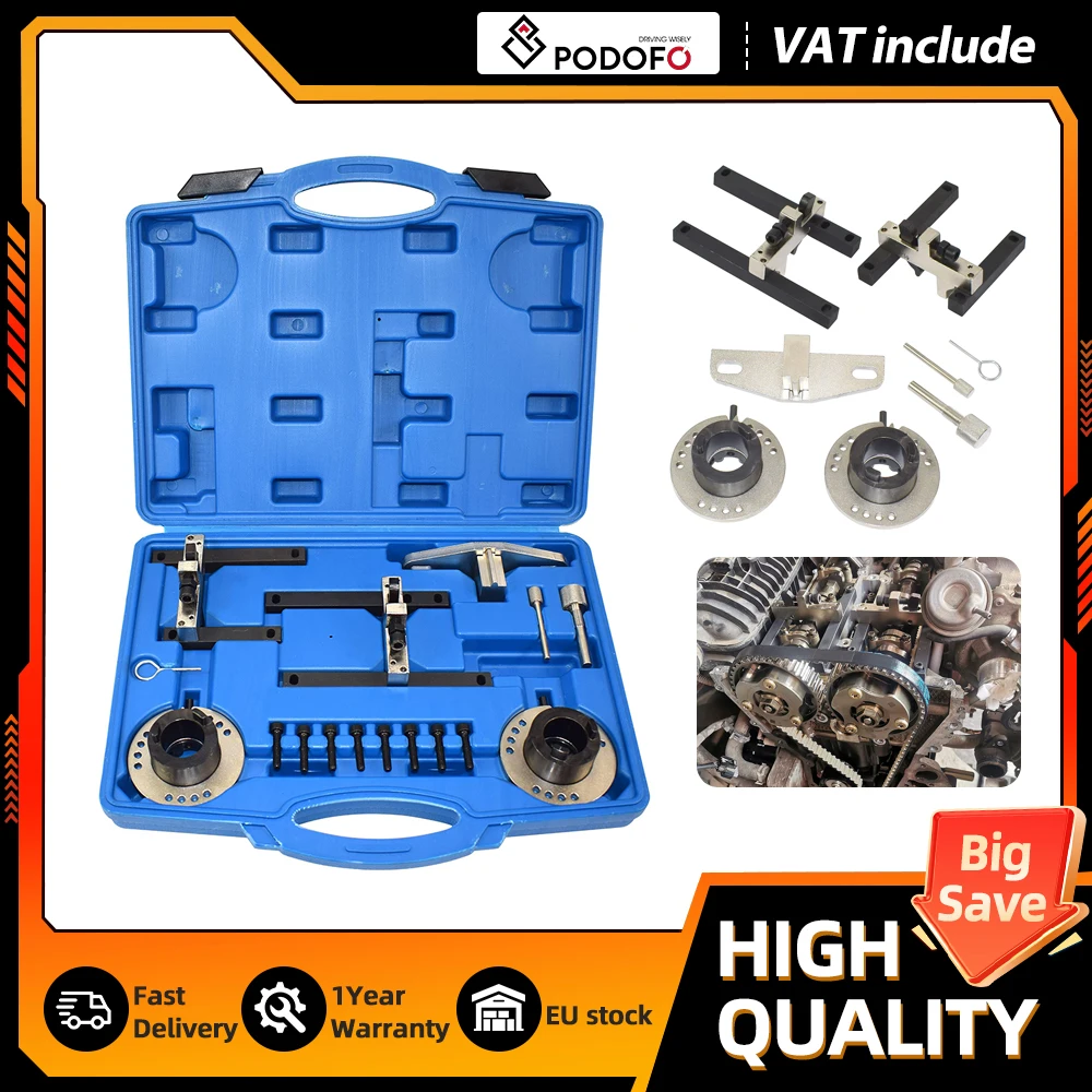 Image of Podofo Professionelles 3-Zylinder Benzinmotor-Einstellwerkzeug-Set Nockenwellen-Ausrichtung für Ford 1.0L EcoBoost mit Box