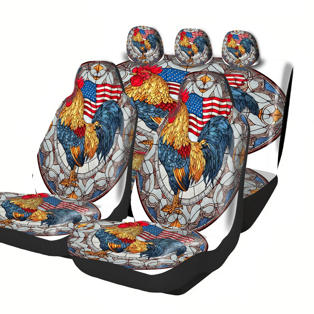 

2-5 Seat Set Car Seat Covers, Black War Horse Print,, Easy Install & Washable, Fit, Non-Slip, Absorbent, Washable - For Truck,