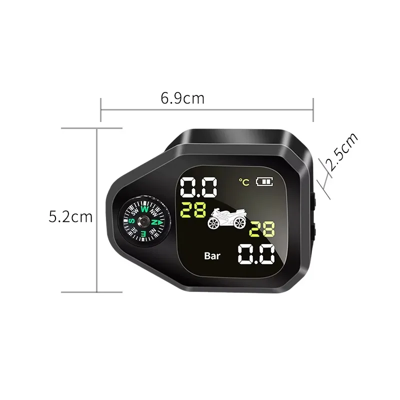 

USB Rechargeable Digital Display 2 Wheel External Sensor Motorcycle Tire Pressure Monitoring System Motorcycle Wireless TPMS