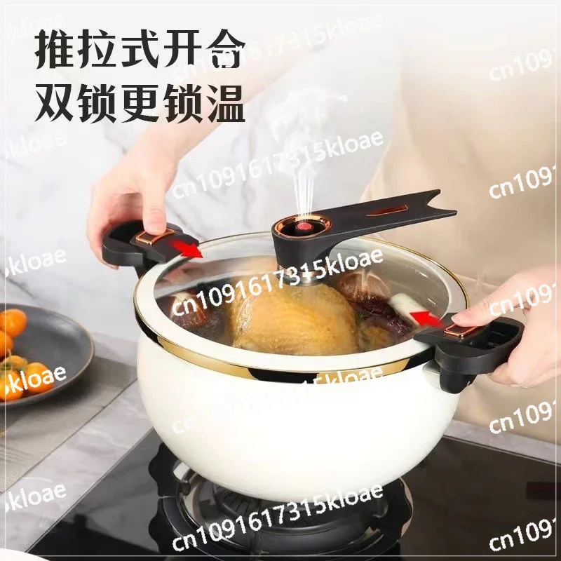 Household 8 liters large capacity enamel micro pressure pot non-stick pan binaural pressure