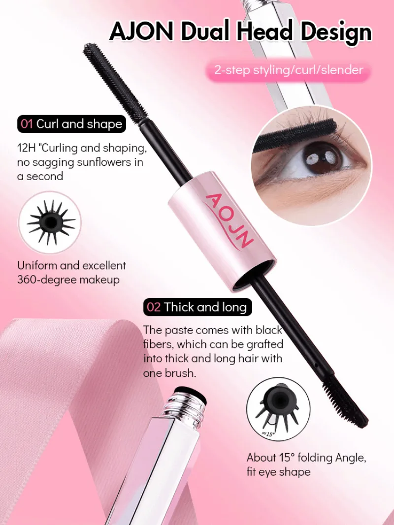 mascara a doppia estremità con bilanciere mascara a doppia estremità spesso, arricciante e duraturo, impermeabile e resistente al sudore