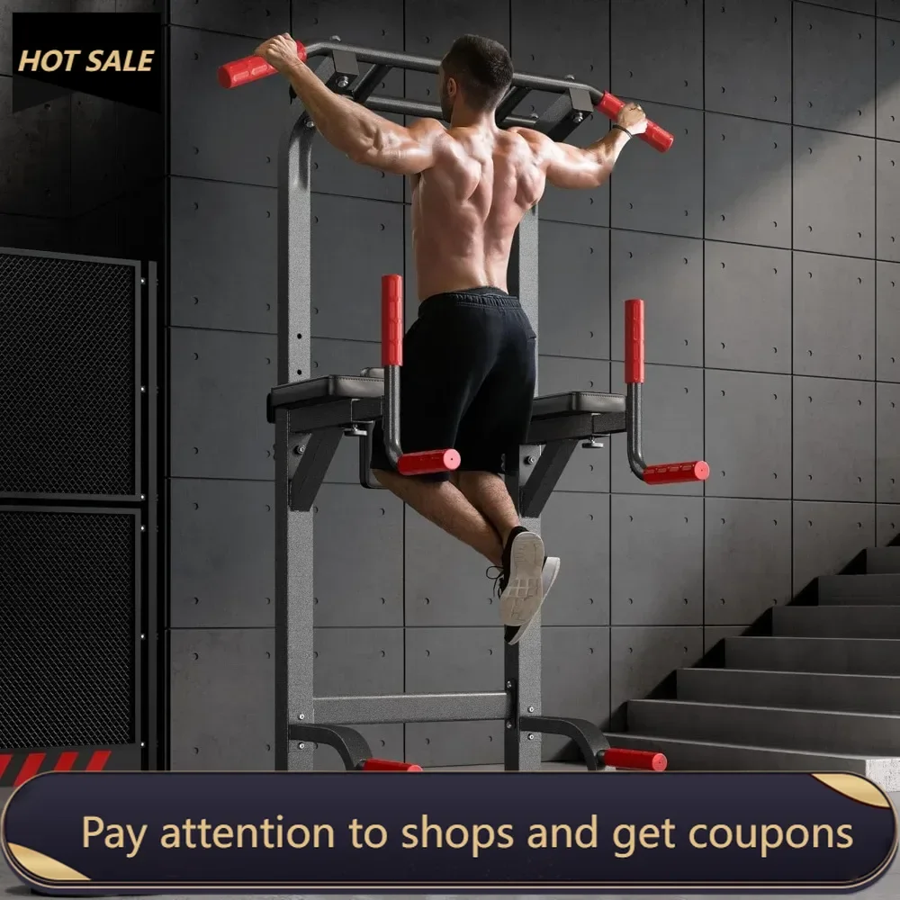 

Power Tower Pull Up Dip Stand Multi-Function Adjustable Height Workout Equipment Dip Station Fitness Strength Training